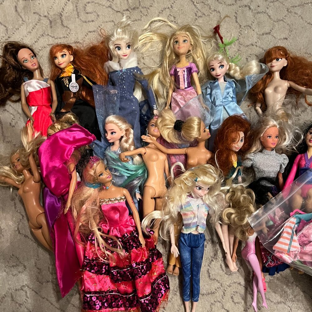 Mixed Fashion Doll Mega Lot - Disney Frozen, Princesses, Barbie & Accessories